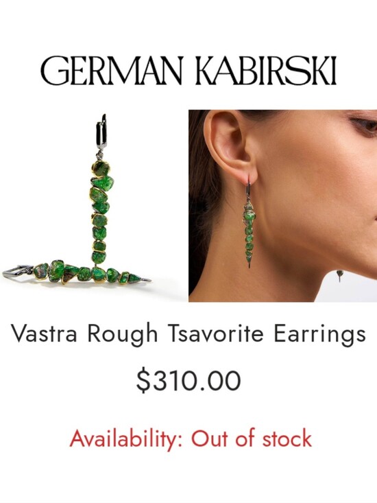 German Kabirski Jewelry - Tsavorite Garnet 18K 925 Black Rhodium Earrings -German Kabirski- Luxury Jewelry